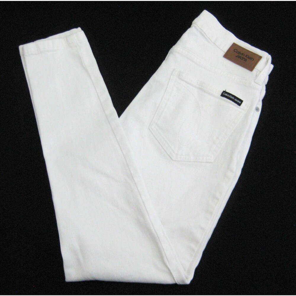 Calvin Klein White Jeans Womens Size 2 Cotton Denim Pants 5 Pockets Zipper Fly